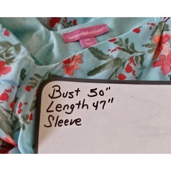 Woman Within 26W‎ 3X Midi Dress Blue Floral Sheer w/Liner  Cottagecore Boho - Picture 12 of 12